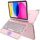 GGH Touch Keyboard Case for iPad (A16) 11th Generation 11 inch 2025&10th Gen 10.9 inch 2022, 360° Rotate for iPad 10th Generation Case with Keyboard with Pencil Holder Rose Gold