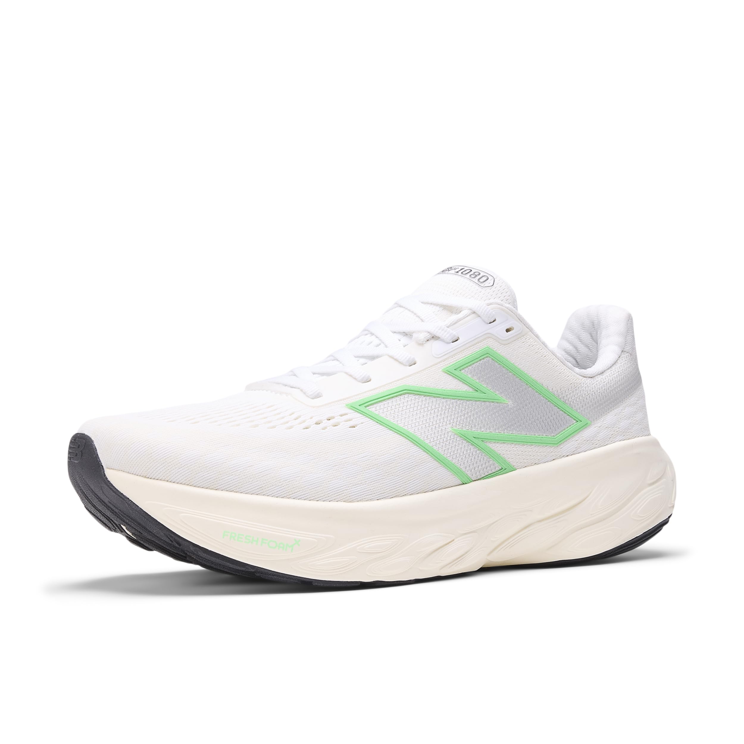 New Balance Men's Fresh Foam X 1080 V14 Running Shoe, Nb 103 White/Lime Leaf/Angora, 11 M Image