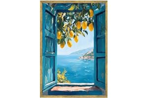 Framed Mediterranean Lemon Tree Poster Canvas Print Art Vintage Contemporary Wall Art Painting Pictures Wall Decor Stunning H