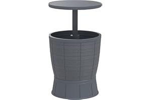 Outsunny Outdoor Cooler Table, 11 Gallon Patio Cooler Side Table with Height Adjustable Top, Drainage Plug, Multi-Use Cocktai