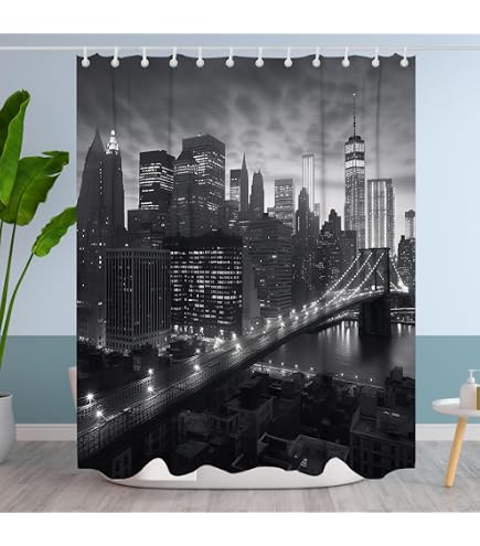Chicago Skyline Duschvorhang – Wasserdicht, Mit Haken, Polyester