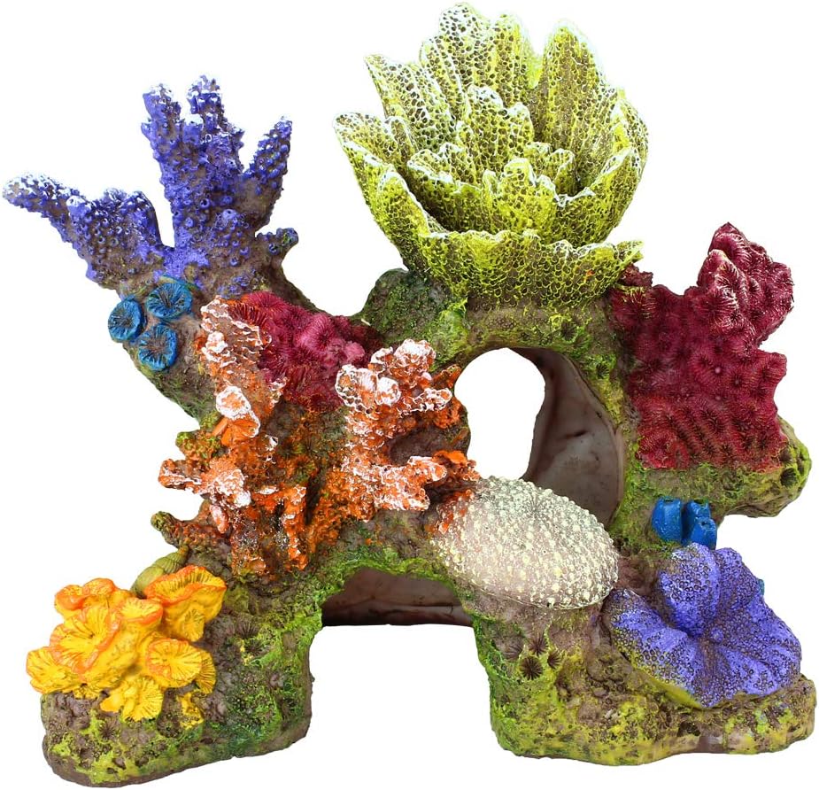 Danmu 1Pc of Polyresin Coral Ornaments, Aquarium Coral Decor for Fish Tank Aquarium Decoration 6 3/5