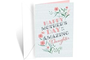 Prime Greetings Mother's Day Card Daughter, Made in America, Eco-Friendly, Thick Card Stock with Premium Envelope 5in x 7.75in, Packaged in Protective Mailer