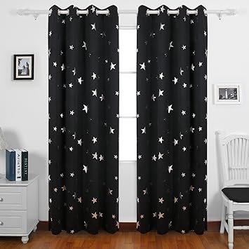 Buy 46x54in Black Deconovo Stars Foil Printed Thermal Insulated
