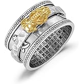 Flpruy Feng Shui Pixiu Ring Original - Sterling Silver Feng Shui Pixiu Mantra Ring for Men Women Pixiu Spinning Anxiety Ring Amulet Lucky Wealth Buddhist Jewelry Gift