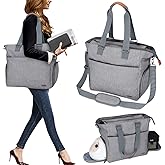 LUXJA Breast Pump Tote with Pockets for Laptop and Cooler Bag, Breast Pump Bag for Working Mothers (Fits Most Major Breast Pump), Gray