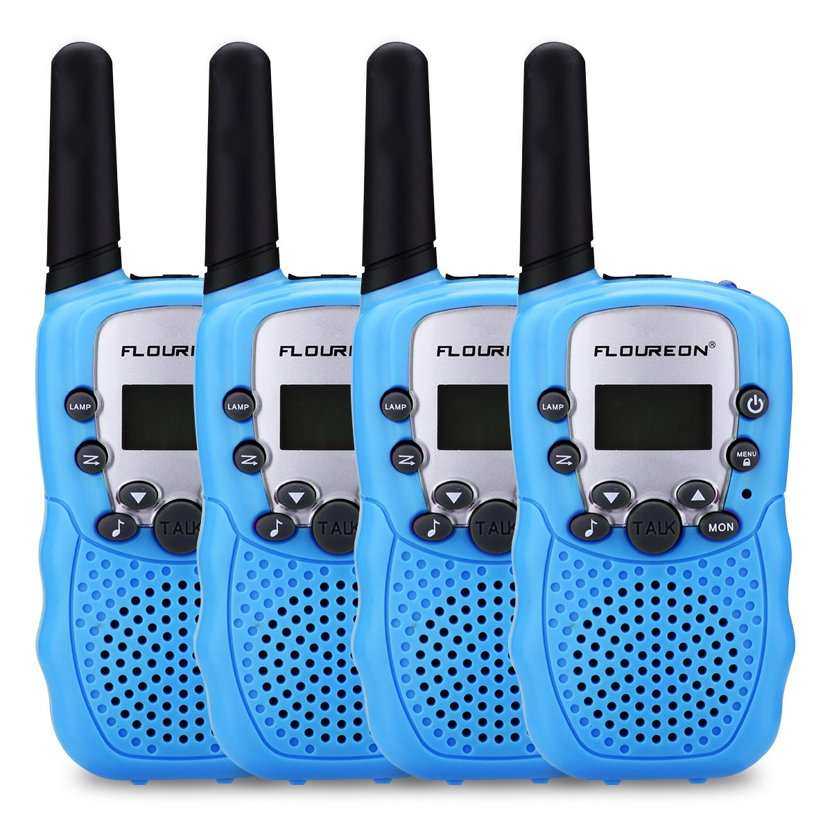 FLOUREON Walkie Talkies for Kids, 8 Channel 2-Way Radio Toys Long Distance Range 4PCS Blue Interphone