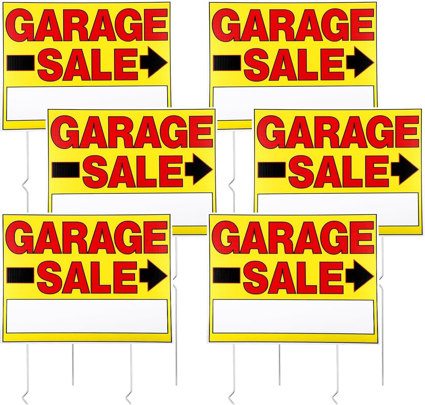 Address Signs - 6 Pcs Garage Sale Sign Stakes,Double Sided Yard Sale Signs with Metal Stakes,Tall Stands 12 x 16 Inch Corrugated Plastic Waterproof Sale Sign with Directional Arrows for Sales Event