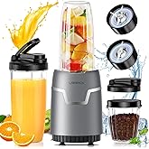 LAMPICK Smoothie Blender, 1100W Personal Blender for Shakes and Smoothies, Blenders and Grinder Combo for Kitchen with 2*27 O