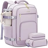 LOVEVOOK Travel Backpack For Women, 40L Carry On Backpack Flight Approved, TSA Personal Item Travel Bag Fits 17 Inch Laptop, Business Weekender Overnight Waterproof Daypack With 2 Cubes, Light Purple