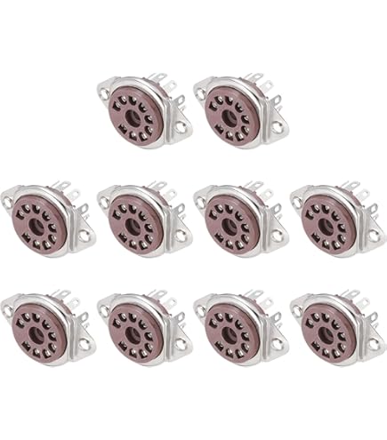 MECCANIXITY Lot De 2 Douilles De Tube à 9 Broches En Céramique, Pour Tube à Vide, Plaque D'étamage Adaptée Pour Tube 12AX7 12AT7