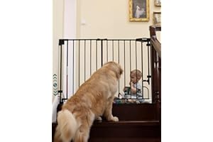 Babelio Removable & No Bottom Bar Baby Gate, Hardware Mounted (Drill Needed)| Wide Walk-Thru| Auto-Close Safety Dog/Pet Gate 