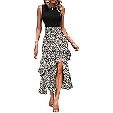 Dokotoo Women's 2026 Sleeveless Spring Summer Dresses Casual Boho Crewneck Floral Boho Cocktail Party Dresses