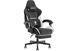 Dowinx Gaming Chair Fabric with Pocket Spring Cushion, Massage Game Chair Cloth with Headrest, Ergonomic Computer Chair with 