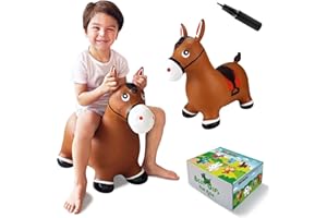 HotMax Bouncy Horse, Inflatable Bouncing Animals Hopper for Toddlers or Kids, Ride on Rubber Jumping Toys for Boy or Girl Birthday Gift (Horse)
