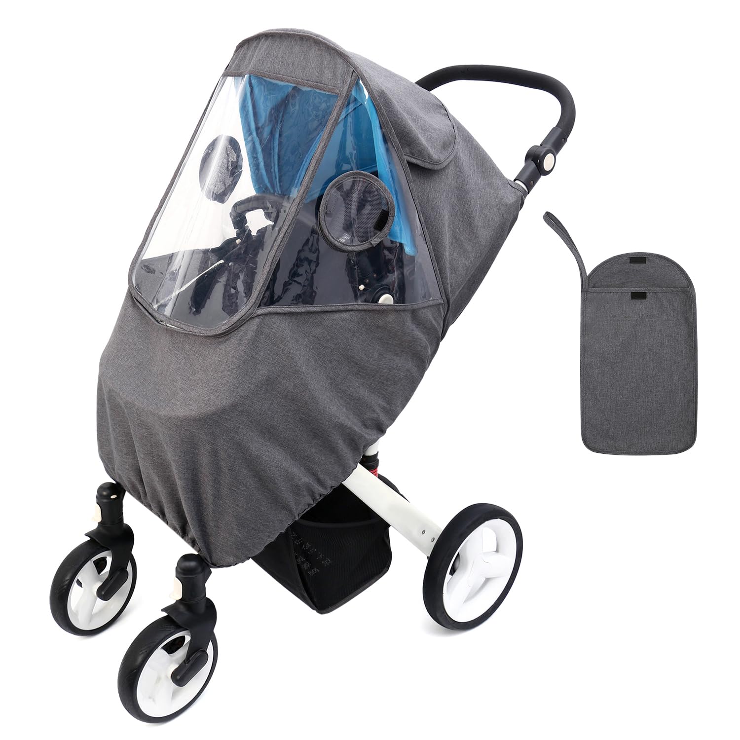 Photo 1 of Miracle Baby Stroller Rain Cover, Universal Stroller Cover for Rain, Baby Travel Weather Shields Windproof and Waterproof, Protect from Dust and Snow, Stroller Accessories (Grey)