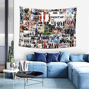GIPHOJO One Direction Ultra-Soft 3D HD Print Wall HangingTapestry Fashion Wall Home Art Home Living Room Bedroom Decorations, All Season,Black,One Size