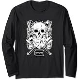 Goth Hairdresser Skull Scissors Beautician Long Sleeve T-Shirt