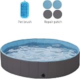 Yaheetech PVC Foldable Pet Pool 140x30cm Portable Dog Bath Black view 4
