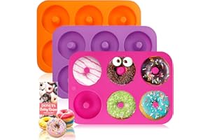 HEHALI 3pcs Donut Pan, Non-Stick Silicone Donut Mold, Bagel Doughnuts Pan for Baking in Clearance, Tray Measures 10x7 Inches