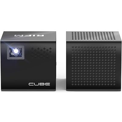 RIF6 Cube Full LED Mini Projector - 1080p Supported Portable Projector with Built-in Speakers, HDMI Input for Smartphone, Laptop, Gaming and Movies - Includes Bluetooth Speaker, Tripod and Remote