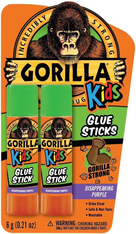 Gorilla Kids Disappearing Purple Glue Sticks, Two 6 gram Sticks, (Pack of 1) - - 