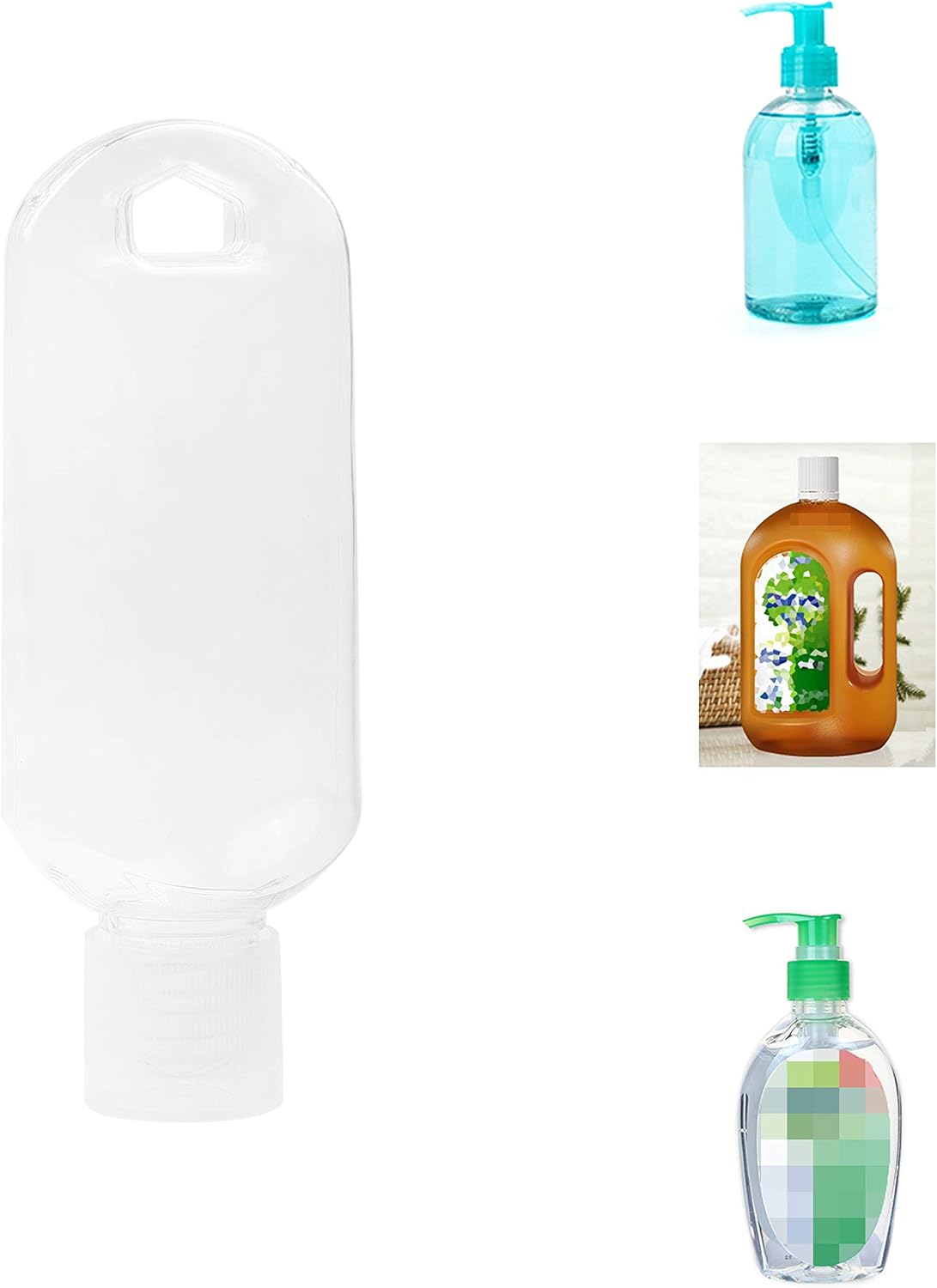 Kare & Kind Clear Portable Travel Bottles, 4x Empty Bottles with Flip Top Caps, 4x Carabiner, 1x Sticker Label Sheets - Image 4