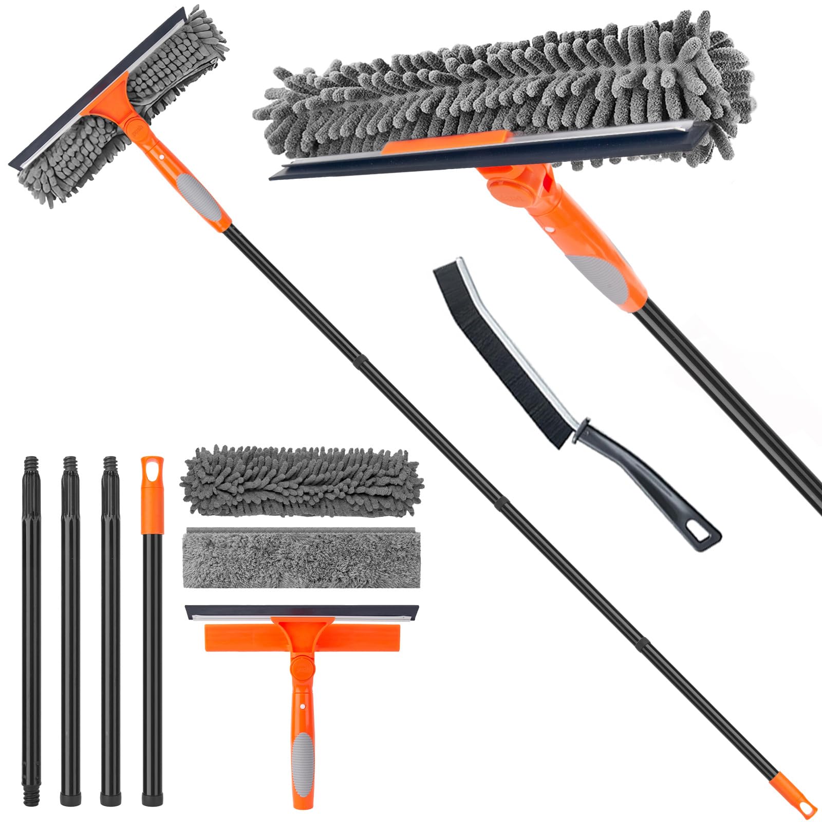 Photo 1 of Window Cleaner Tool for Home, 59.5'' Squeegee Kit for Car Windshield, Shower Door, Mirror Cleaning, 2 in 1 Outdoor Glass Washer with Extension Pole