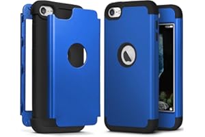IDweel iPod Touch 7th Generation Case with 2 Screen Protector, Heavy Duty High Impact Shockproof Case Cover Protective Case for iPod Touch 5/6/7th Generation, Bright Blue+Black