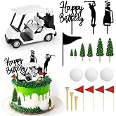 21 Pieces Golf Cake Decorations With Mini Cart, Ball, Green Tree, Clubs, Red Flag Cupcake Toppers for Sports Theme Birthday Party Decor Supplies
