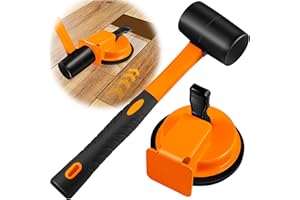 KEYMARX Heavy Duty Floor Gap Fixer Tool with Rubber Mallet, Iron Body & Strong Suction Cup, Includes 5 Sticky Pads for Laminate, Vinyl, Wood & Tile Flooring Installation and Repair