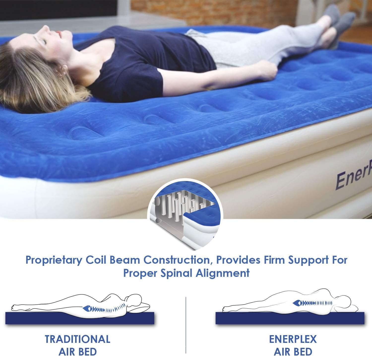 EnerPlex Never-Leak Queen Air Mattress with Built in Pump Raised Luxury Airbed Double High Queen Inflatable Bed Blow Up Bed 2-Year Warranty Manufacturer: Kitchen & Dining