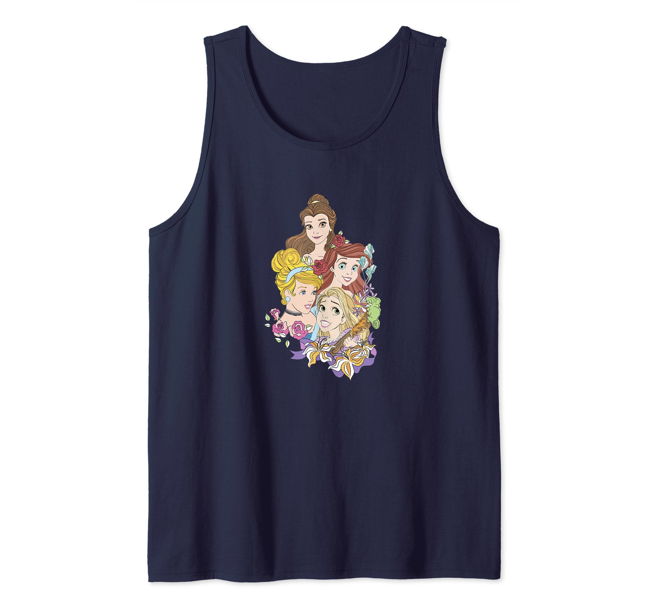 Disney Princess Floral Belle Cinderella Ariel Rapunzel C1 Tank Top