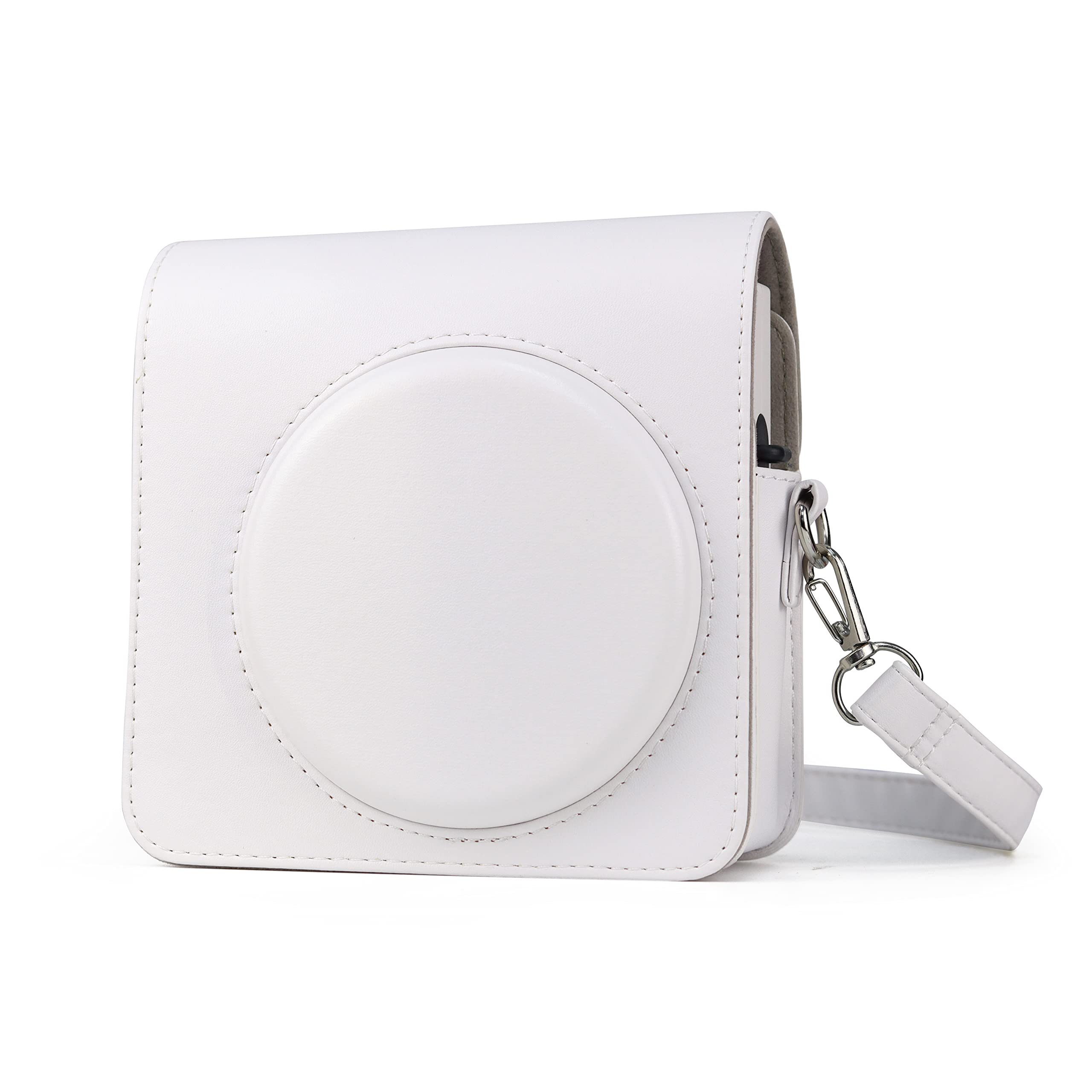 HIYQIN Square SQ1 Case, PU Leather Protective Case for Fujifilm Instax Square SQ1 Camera with Shoulder Strap(White)