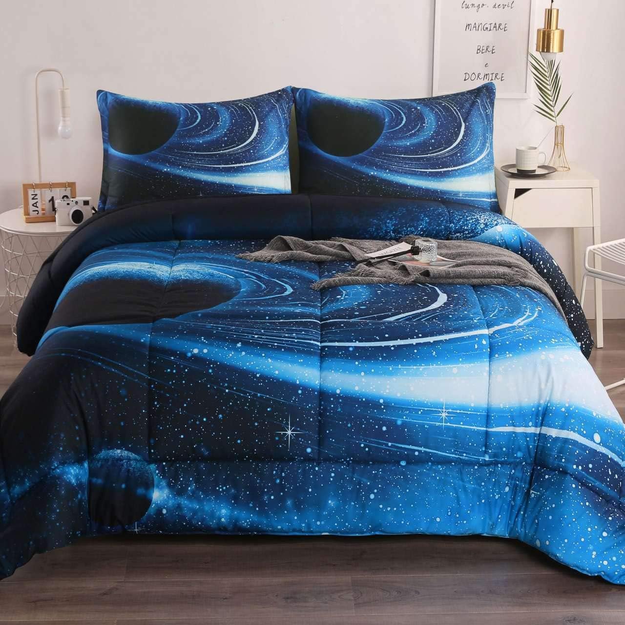 Litanika 3D Galaxy Comforter Twin(66x90lnch), 2 Pieces(1
