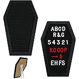 Qeeenar 2 Pieces Black Felt Coffin Letter Board Felt Changeable Letter Board with Letters and Numbers 270 Gothic Decor Messag