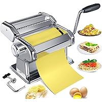 Pasta Maker Machine, Homemade Stainless Steel Manual Roller Pasta Maker With Adjustable Thickness Settings Sturdy…