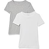 Amazon Essentials Women's Slim-Fit Short-Sleeve Crewneck T-Shirt, Pack of 2