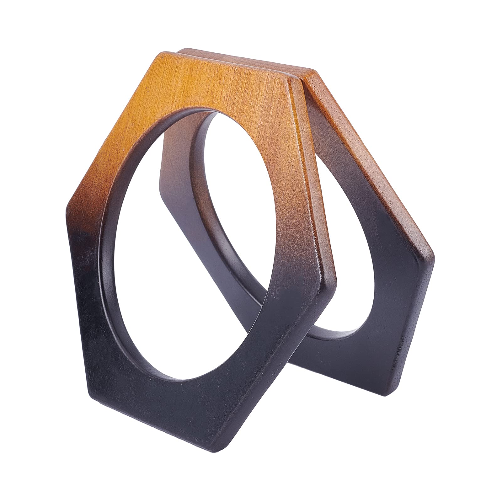 WADORN 2pcs Wooden Purse Handle Hexagon Shaped Wooden Bag Handles Handbag Handles Replacement DIY Handmade Macrame Bag Handle for Beach Bag Straw Bag Canvas Bag Shopping Tote Crochet Bag