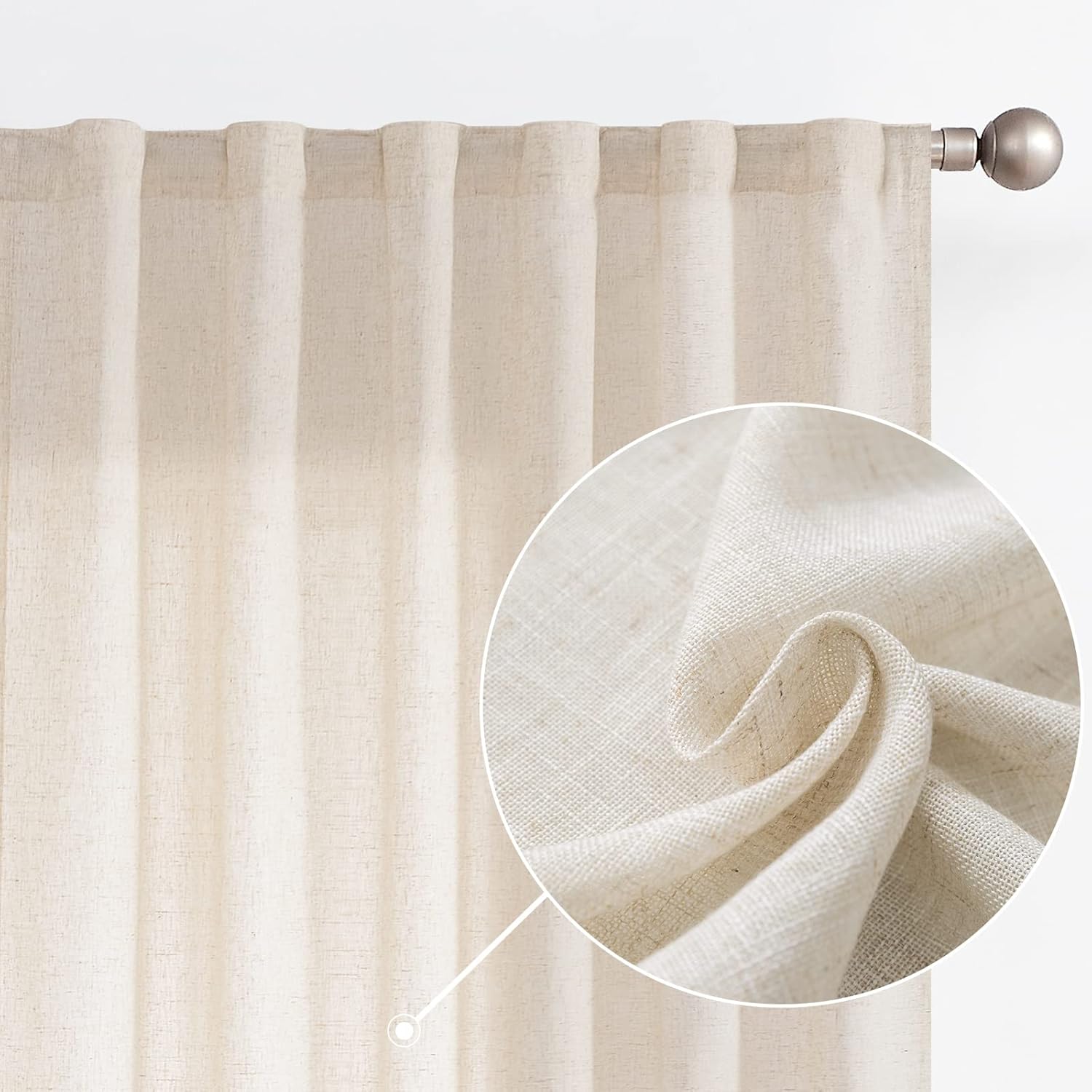 Window Treatments - jinchan Linen Beige Curtains 84 Inches Long for Living Room Farmhouse Rod Pocket Back Tab Light Filtering Window Drapes for Bedroom Curtains Crude 2 Panels