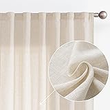 jinchan Linen Curtains for Living Room Drapes Rod Pocket Back Tab Beige Linen Blend Farmhouse Curtains Extra Long Window Curt