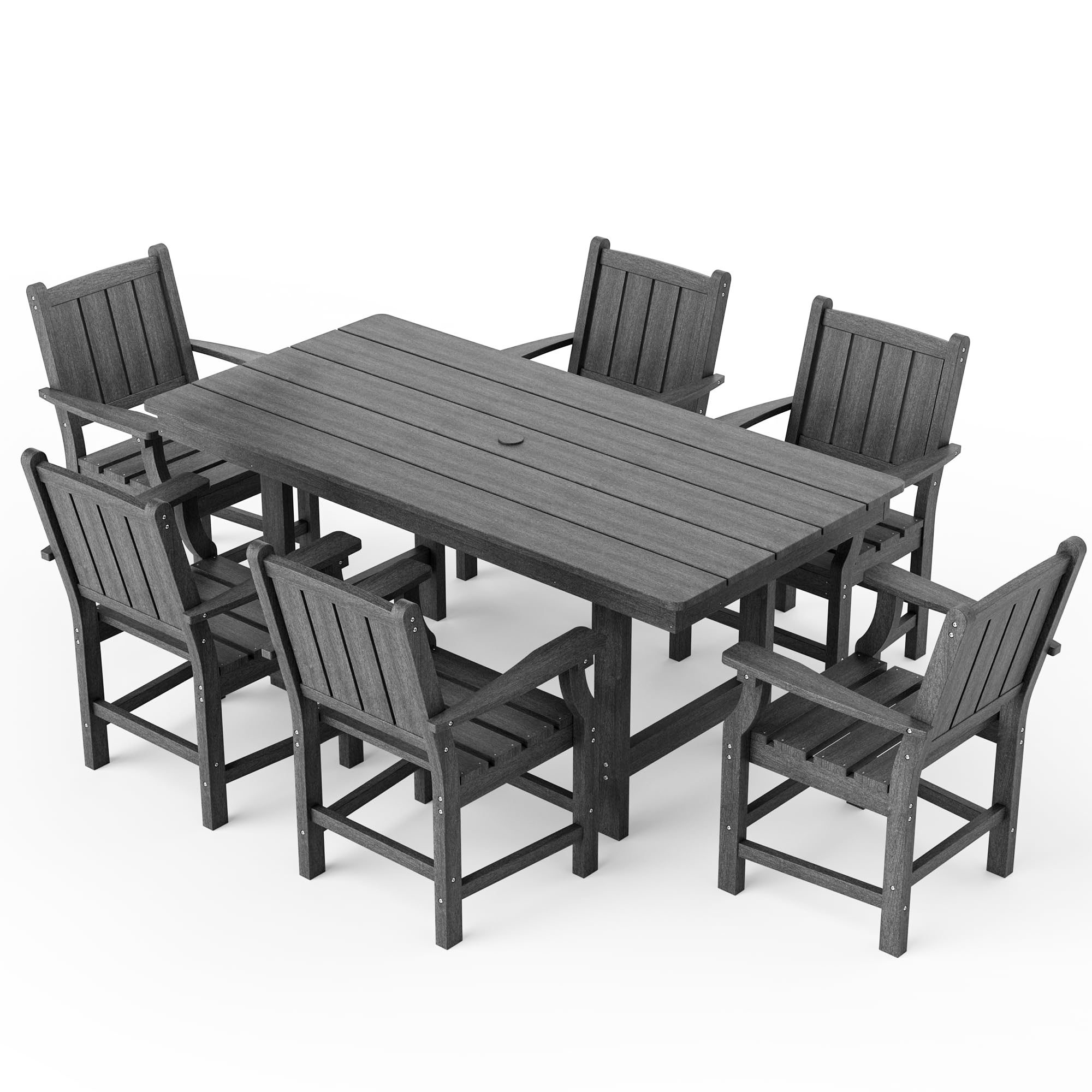 Photo 1 of **PARTIAL SET** **READ CLERK NOTES** Pamapic Wood Grain 7-Piece Outdoor Dining Set Grey Cancel