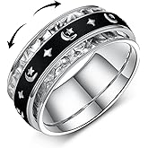 qielizhu Anxiety Ring 925 Sterling Silver Moon Phase Ring Moon Star Ring Anxiety Ring Jewelry Gift for Women