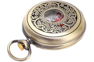 Brass Compass, 360 Degree Scale with Hollowing Technology for Enhanced Sensitivity, Shockproof Waterproof Design, Compact Por