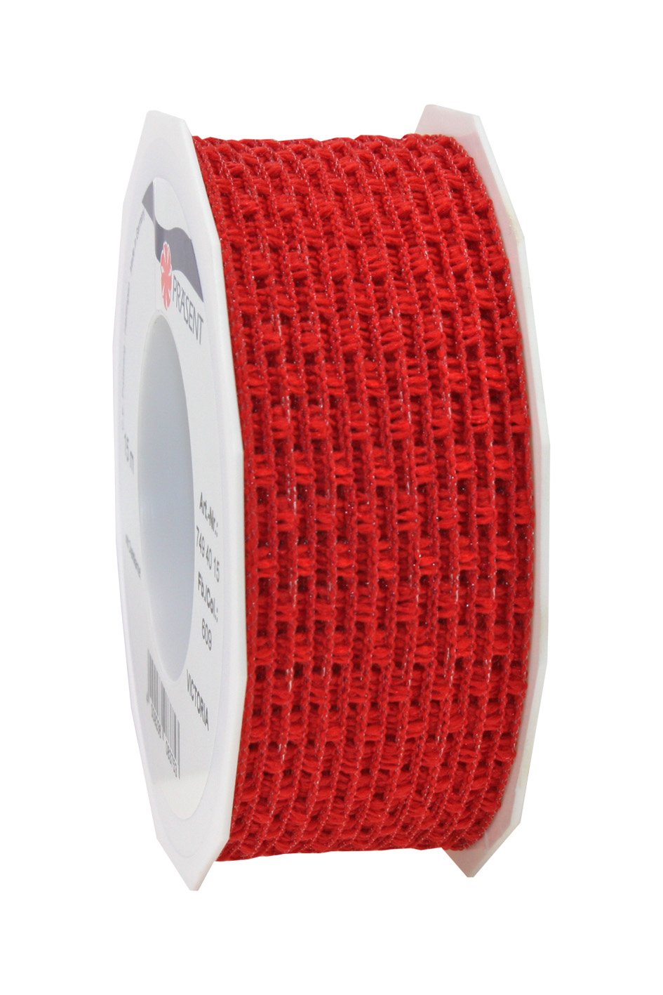 Präsent - Victoria Wired Ribbon Red 15-m-Roll 40 mm width — image 1