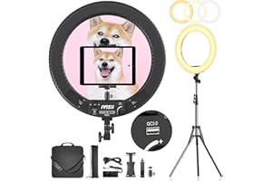 IVISII 18 inch Ring Light with Stand and Phone Holder & Ball Head, 60W Bi-Color 3000-5800K, Professional Ring Light with Tripod for Makeup, Vlog, Tattoo, Large Ring Lights for Phone, Camera, Tablet