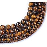 10MM Yellow Tiger Eye Beads Round Smooth Natural Tigereye Stone Beads for Jewelry Making DIY Gifts for Family and Friends (Yellow Tiger Eye, 10mm)