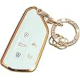 WENHENI for VW Volkswagen Key Fob Cover Key Fob Shell With KeyChain Fit for VW ID4 ID3 MK8 Golf GTI Skoda Octavia Smart Key (Gold-white)