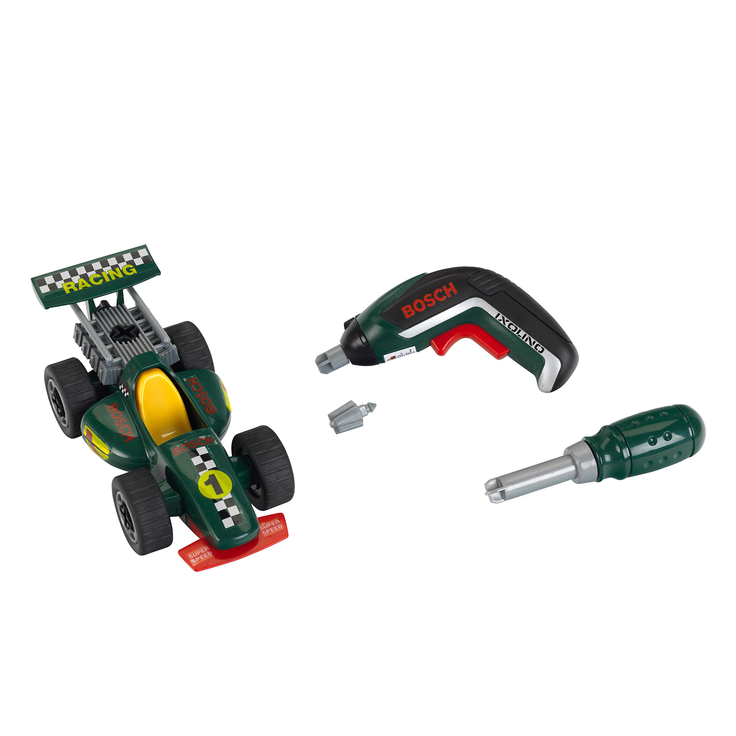 Theo Klein 8395 Werkzeugkoffer-Set Bosch Grand Prix mit Ixolino-Akkuschrauber | Schraubbarer Rennwagen | Maße: 32 cm x 26 cm x 9 cm | Spielzeug für Kinder ab 3 Jahren 4
