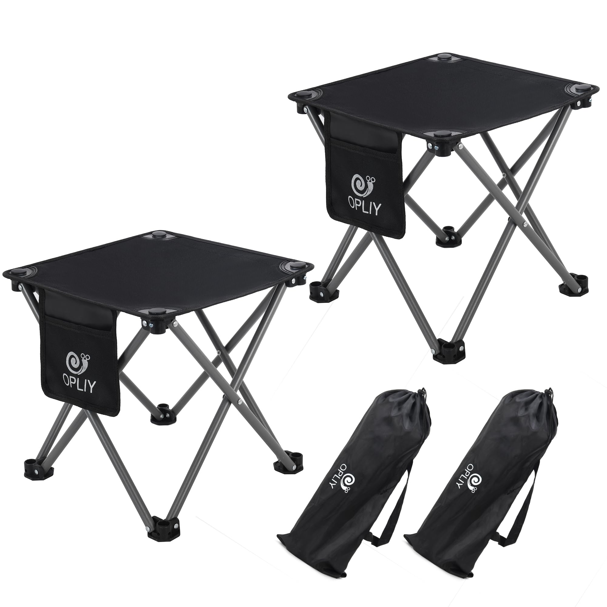 Photo 1 of Opliy Camping Stool 2 Pack,13.5 Inch Portable Folding Stool for Outdoor Gardening and Beach Hiking Fishing,Foot Stool with Carry Bag (Black)